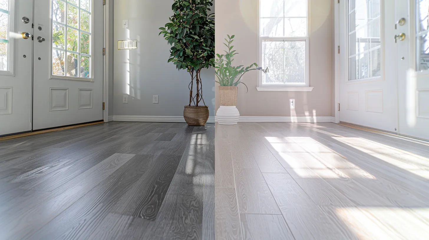 Vinyl Vs Laminate Flooring: Which Is Best For Your Georgia Home? 1 A side-by-side view of vinyl flooring on one side and laminate flooring on the other, in a bright, modern Georgia-style home.