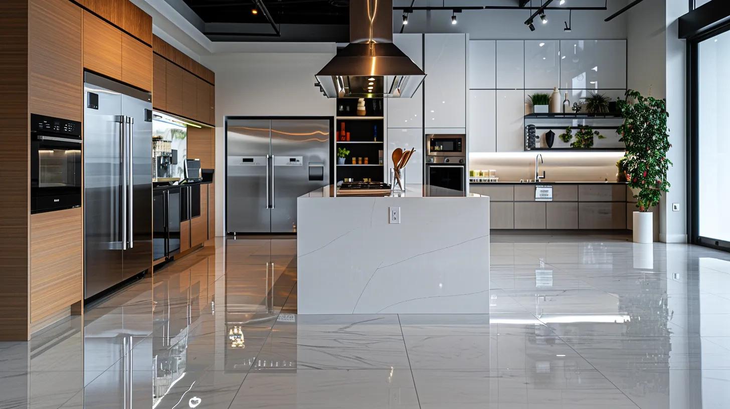 Tile Flooring Installation: Why It’s A Great Choice For Atlanta Homes 18 a sleek, modern kitchen showcases gleaming tile flooring, accentuated by bright overhead lighting and a spotless surface underfoot, highlighting the importance of regular maintenance to keep it pristine.