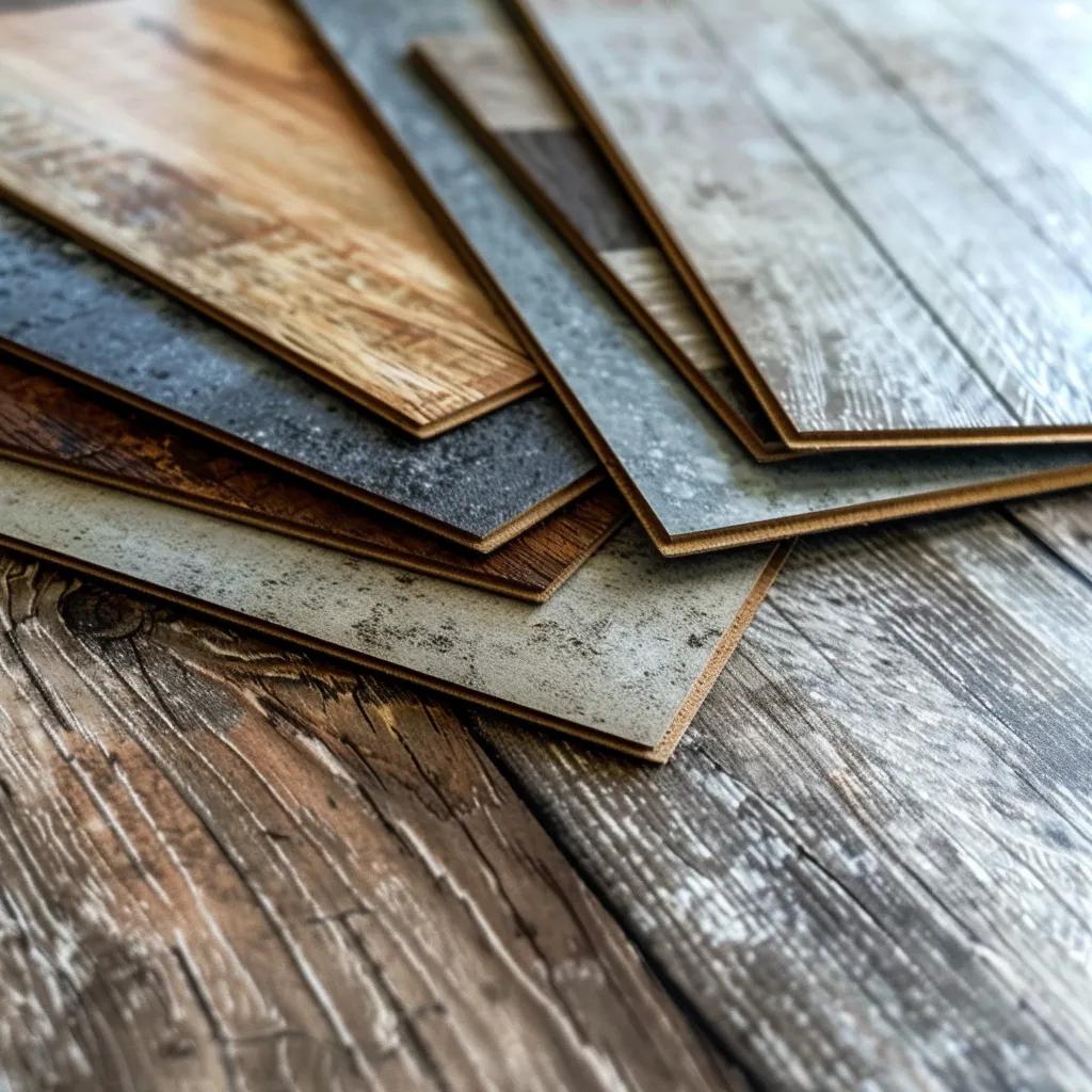 Best Flooring For High-Traffic Areas: A Homeowner’s Guide To Durability And Style 9 Variety of flooring samples including Luxury Vinyl Plank, laminate, and porcelain tile